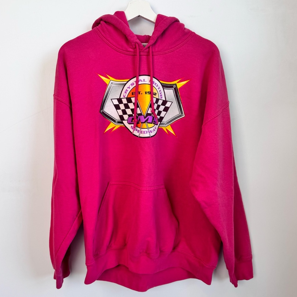 crystal motor speedway pink hoodie size xl